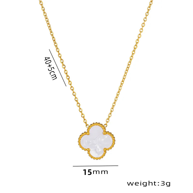 Wholesale Jewelry Elegant Four Leaf Clover Titanium Steel Gold Plated Necklace