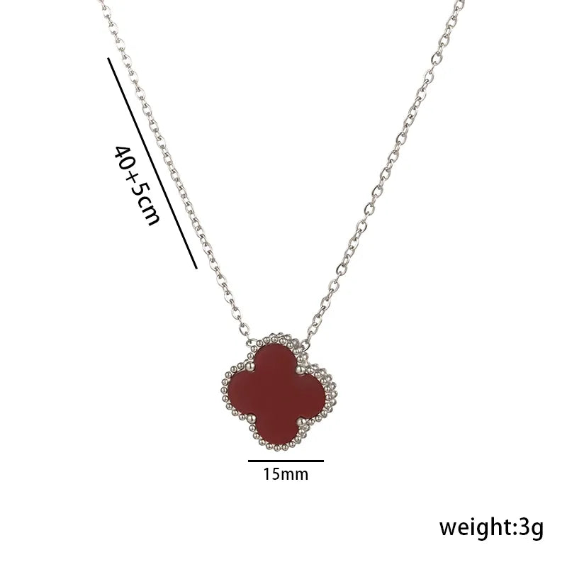 Wholesale Jewelry Elegant Four Leaf Clover Titanium Steel Gold Plated Necklace