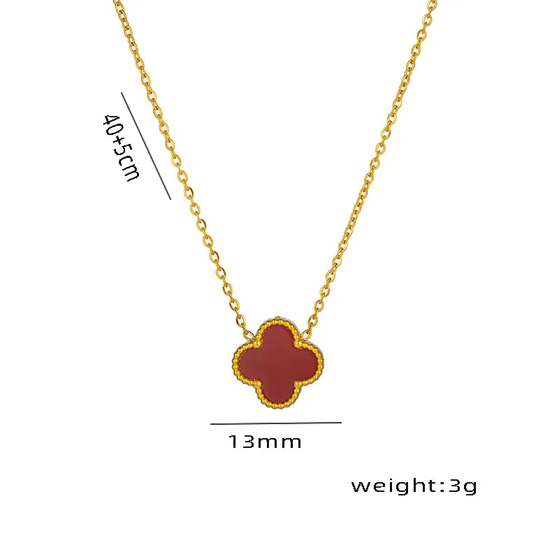 Wholesale Jewelry Elegant Four Leaf Clover Titanium Steel Gold Plated Necklace