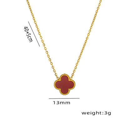 Wholesale Jewelry Elegant Four Leaf Clover Titanium Steel Gold Plated Necklace