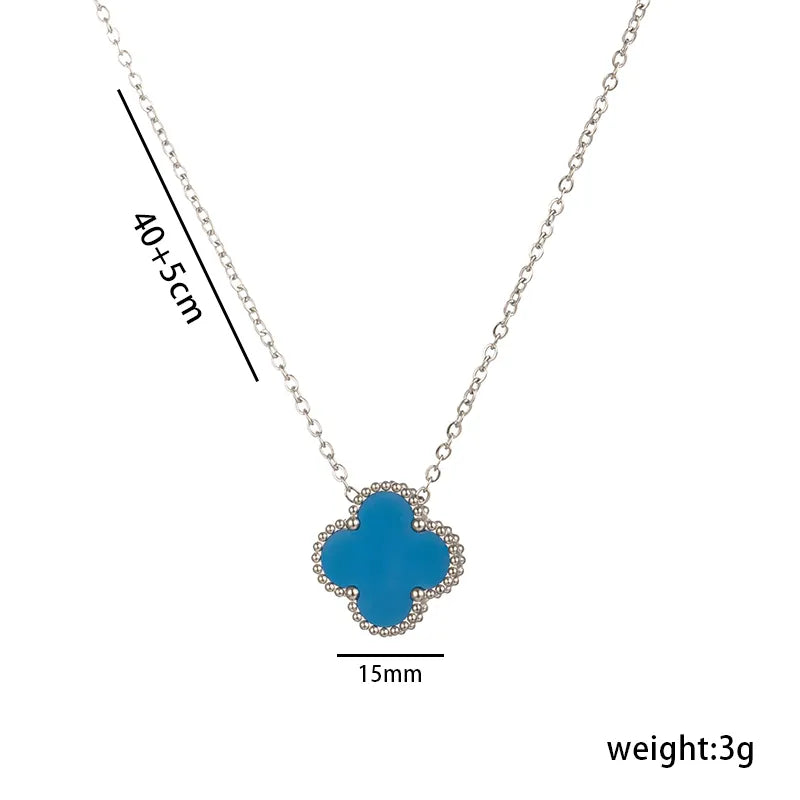 Wholesale Jewelry Elegant Four Leaf Clover Titanium Steel Gold Plated Necklace