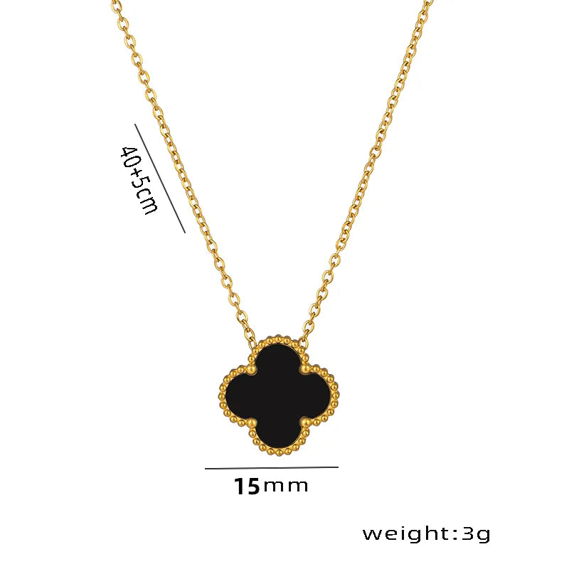 Wholesale Jewelry Elegant Four Leaf Clover Titanium Steel Gold Plated Necklace