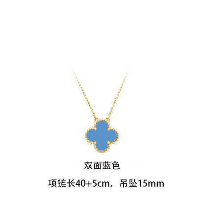 Wholesale Jewelry Elegant Four Leaf Clover Titanium Steel Gold Plated Necklace