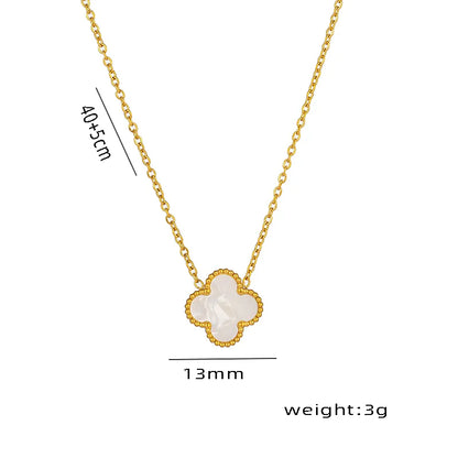 Wholesale Jewelry Elegant Four Leaf Clover Titanium Steel Gold Plated Necklace