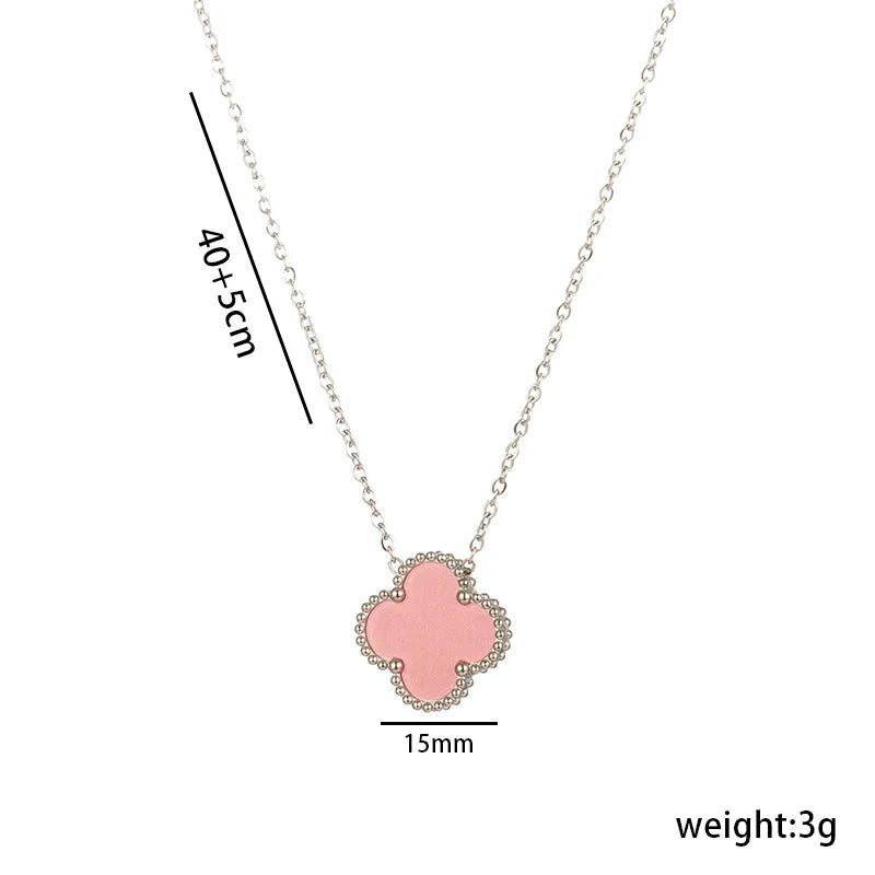 Wholesale Jewelry Elegant Four Leaf Clover Titanium Steel Gold Plated Necklace