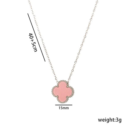 Wholesale Jewelry Elegant Four Leaf Clover Titanium Steel Gold Plated Necklace