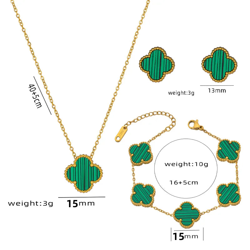 Wholesale Jewelry Elegant Four Leaf Clover Titanium Steel Gold Plated Necklace