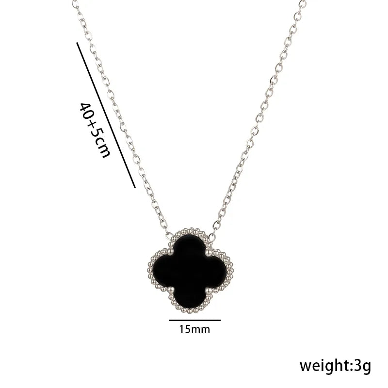 Wholesale Jewelry Elegant Four Leaf Clover Titanium Steel Gold Plated Necklace