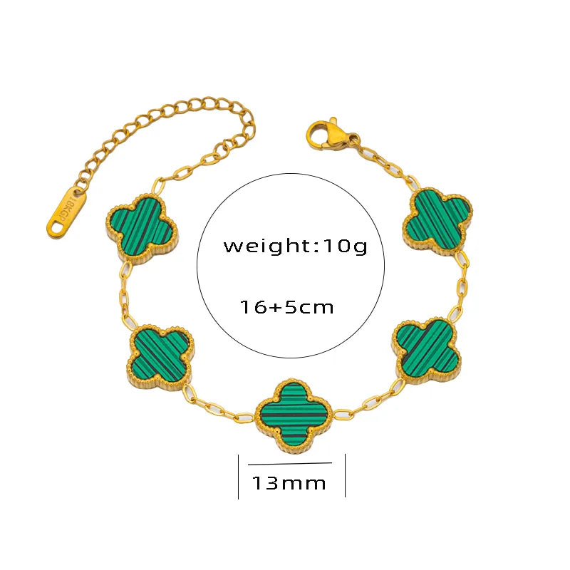 Wholesale Jewelry Elegant Four Leaf Clover Titanium Steel Gold Plated Necklace