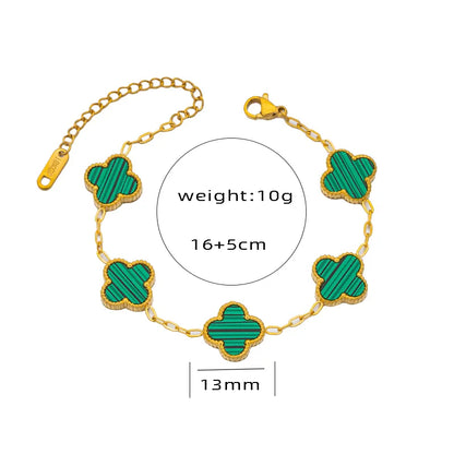 Wholesale Jewelry Elegant Four Leaf Clover Titanium Steel Gold Plated Necklace