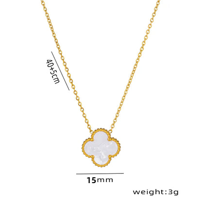 Wholesale Jewelry Elegant Four Leaf Clover Titanium Steel Gold Plated Necklace