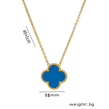 Wholesale Jewelry Elegant Four Leaf Clover Titanium Steel Gold Plated Necklace