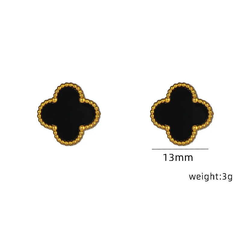 Wholesale Jewelry Elegant Four Leaf Clover Titanium Steel Gold Plated Necklace