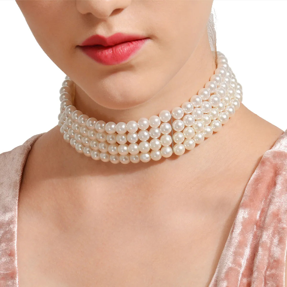 Elegant French Style Classic Style Solid Color Artificial Pearl Alloy Beaded Plating Silver Plated Women's Choker