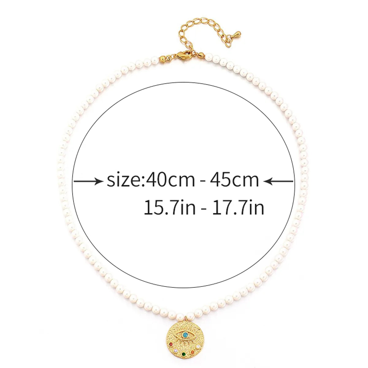 Elegant French Style Modern Style Round Devil'S Eye 18K Gold Plated Imitation Pearl Glass Copper Wholesale Pendant Necklace