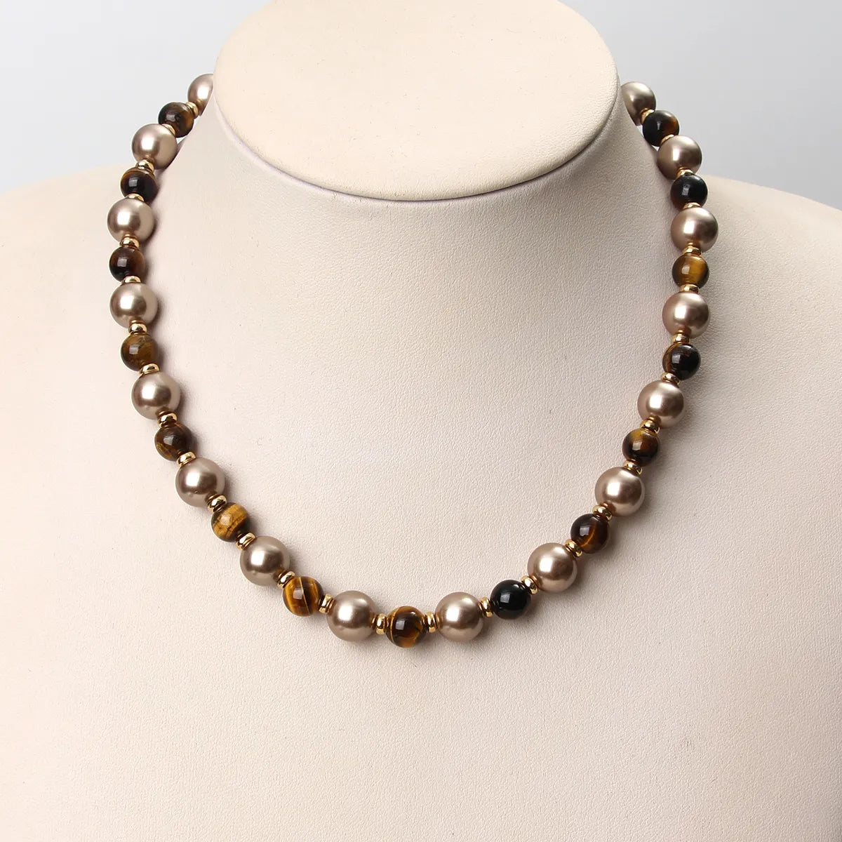 Elegant French Style Round 316L Stainless Steel  Artificial Pearl Natural Stone Wholesale Necklace