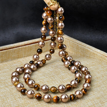 Elegant French Style Round 316L Stainless Steel  Artificial Pearl Natural Stone Wholesale Necklace