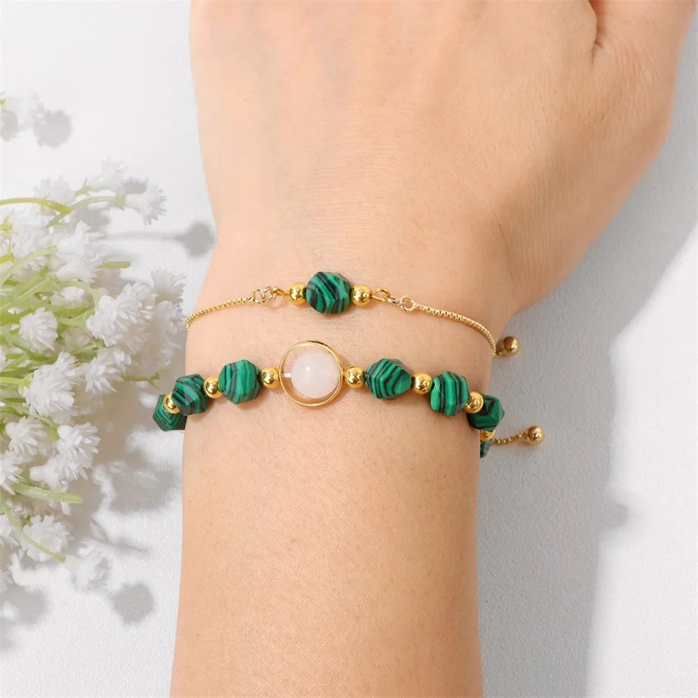 Elegant Geometric 18K Gold Plated Stone Wholesale Bracelets