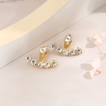 Elegant Geometric Alloy Inlay Artificial Pearl Rhinestone Earrings