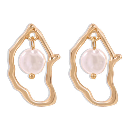 Elegant Geometric Alloy Inlay Artificial Pearls Women's Drop Earrings