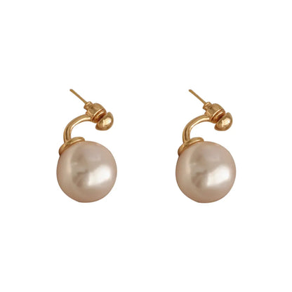 Elegant Geometric Alloy Inlay Artificial Pearls Women's Earrings 1 Pair