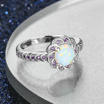 Elegant Geometric Alloy Inlay Rhinestones Opal Women'S Rings