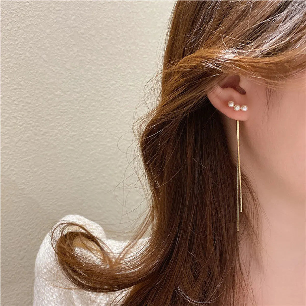 Elegant Geometric Alloy Plating Inlay Artificial Pearls Women's Ear Line