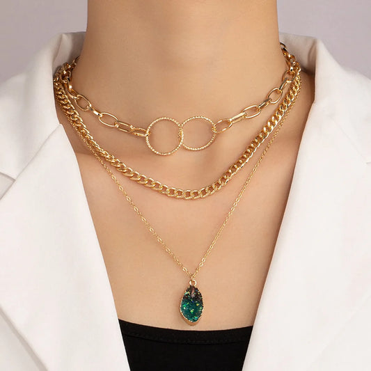 Elegant Geometric Alloy Plating Women'S Layered Necklaces