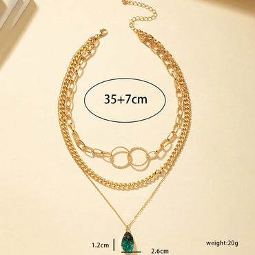 Elegant Geometric Alloy Plating Women'S Layered Necklaces