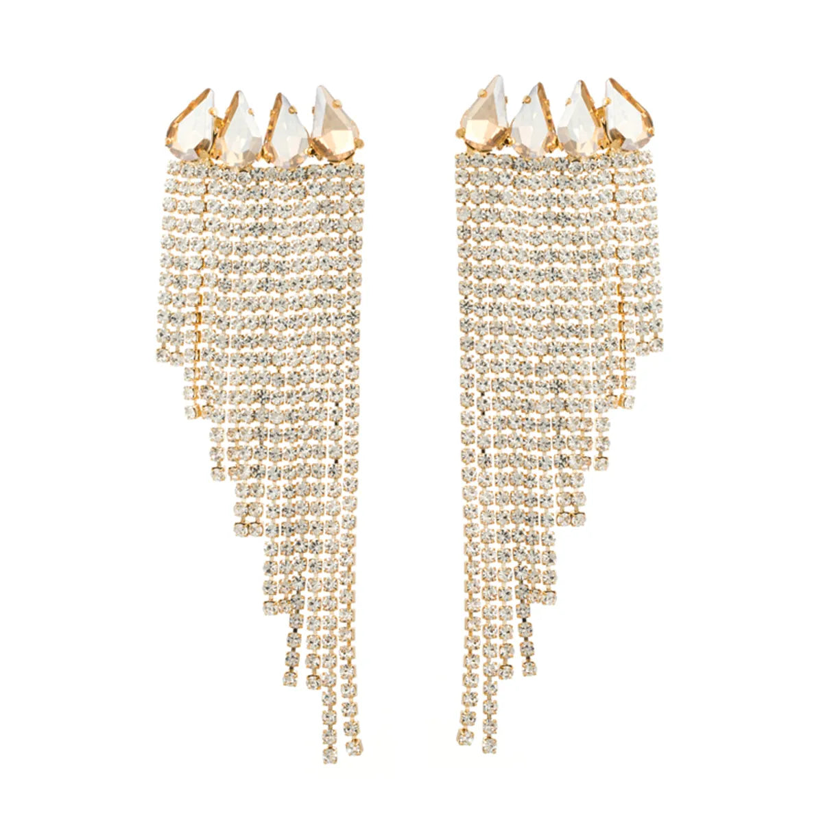 Elegant Geometric Alloy Tassel Rhinestones Women's Drop Earrings 1 Pair