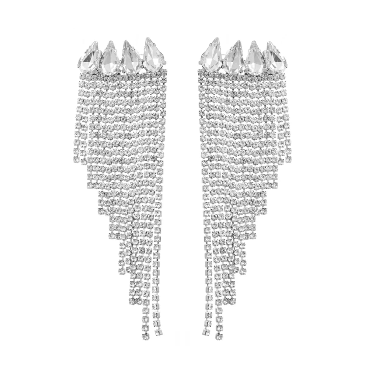 Elegant Geometric Alloy Tassel Rhinestones Women's Drop Earrings 1 Pair