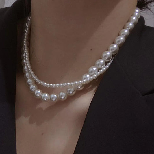 Elegant Geometric Artificial Pearl Beaded Women's Layered Necklaces