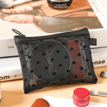 Elegant Geometric Heart Shape Polyester Square Makeup Bags