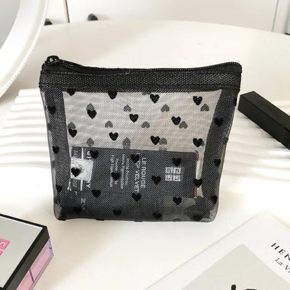 Elegant Geometric Heart Shape Polyester Square Makeup Bags