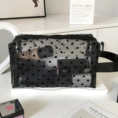 Elegant Geometric Heart Shape Polyester Square Makeup Bags