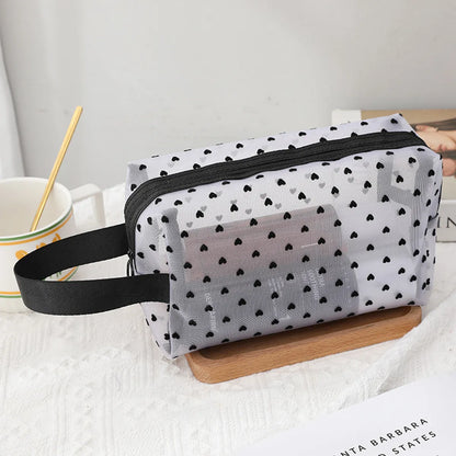 Elegant Geometric Heart Shape Polyester Square Makeup Bags