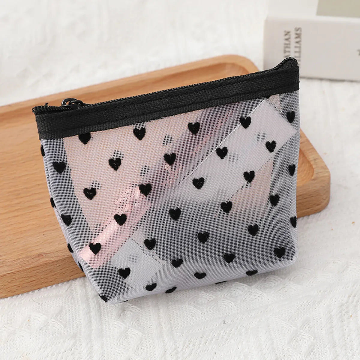 Elegant Geometric Heart Shape Polyester Square Makeup Bags