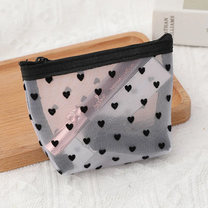 Elegant Geometric Heart Shape Polyester Square Makeup Bags