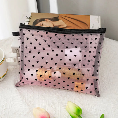 Elegant Geometric Heart Shape Polyester Square Makeup Bags