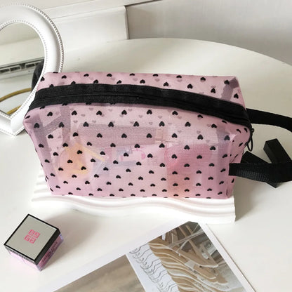 Elegant Geometric Heart Shape Polyester Square Makeup Bags