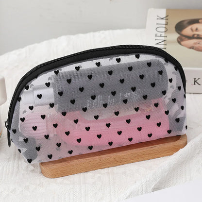 Elegant Geometric Heart Shape Polyester Square Makeup Bags