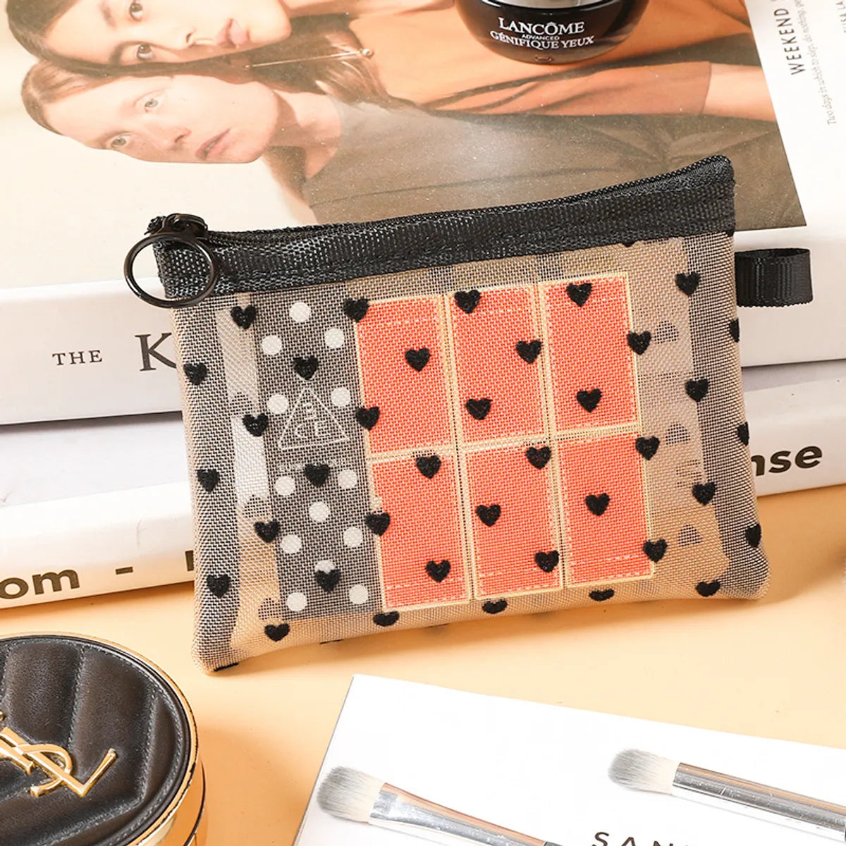 Elegant Geometric Heart Shape Polyester Square Makeup Bags