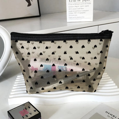 Elegant Geometric Heart Shape Polyester Square Makeup Bags