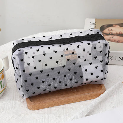 Elegant Geometric Heart Shape Polyester Square Makeup Bags