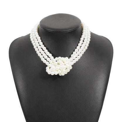 Elegant Geometric Imitation Pearl Beaded Women'S Necklace