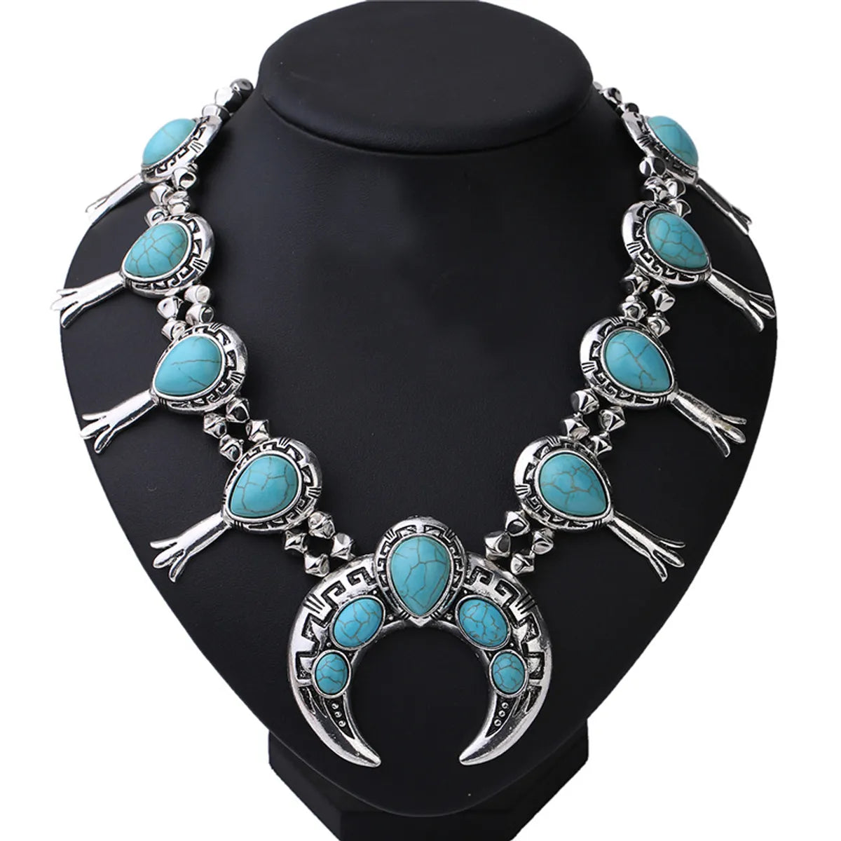 Elegant Geometric Moon Alloy Turquoise Women's Necklace