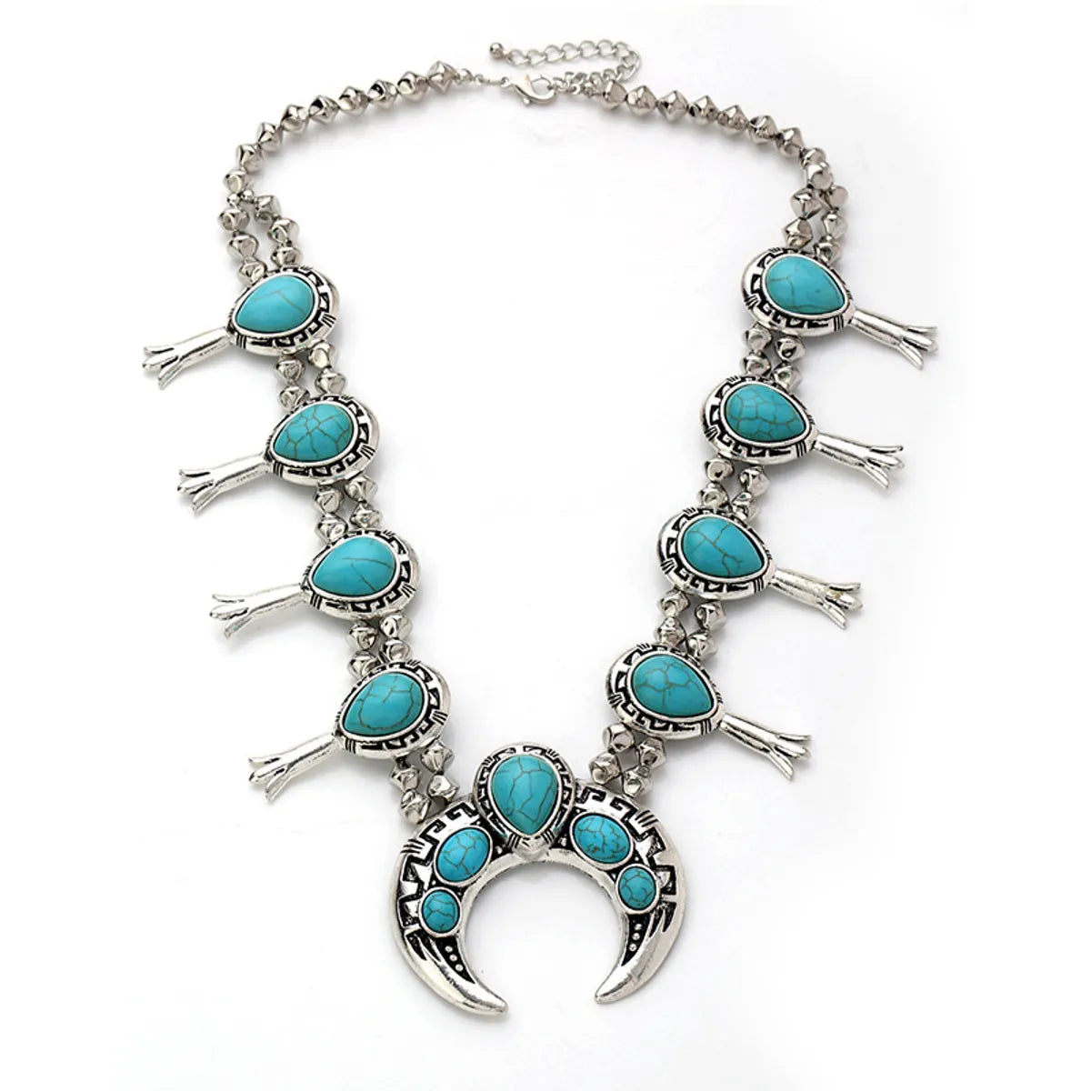 Elegant Geometric Moon Alloy Turquoise Women's Necklace