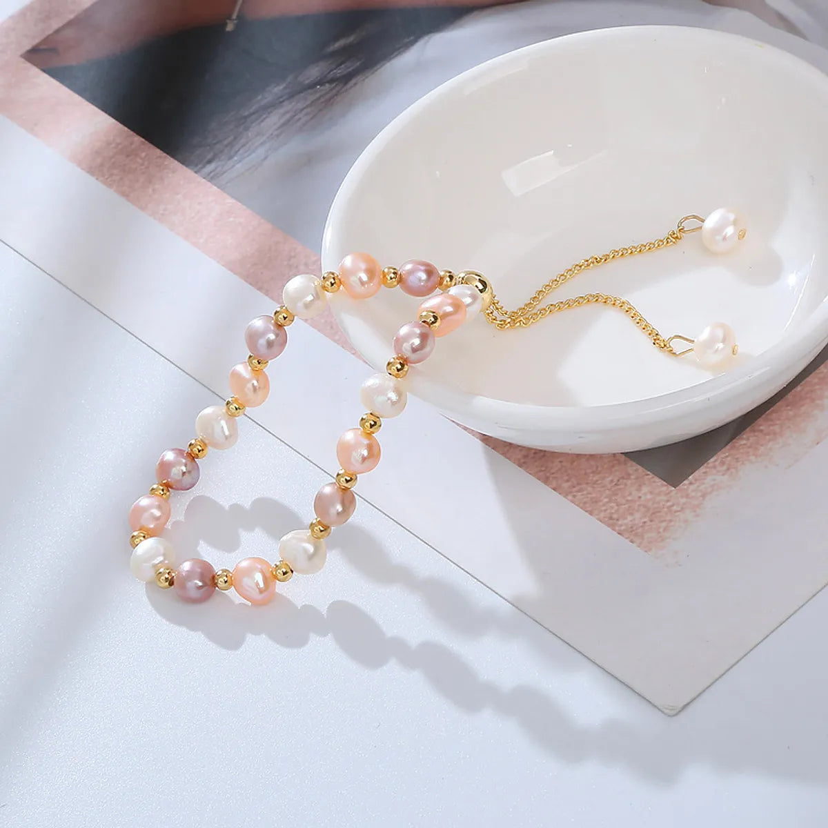 Elegant Geometric Pearl Beaded Bracelets