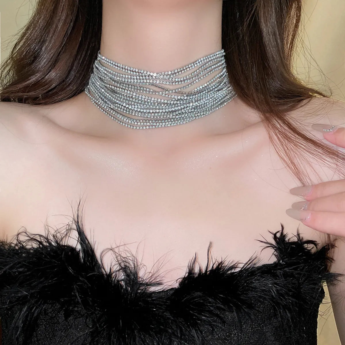 Elegant Geometric Rhinestone Women'S Choker