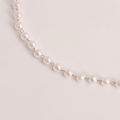 Elegant Geometric Solid Color Arylic Imitation Pearl Inlay Pearl Gold Plated Women's Waist Chain